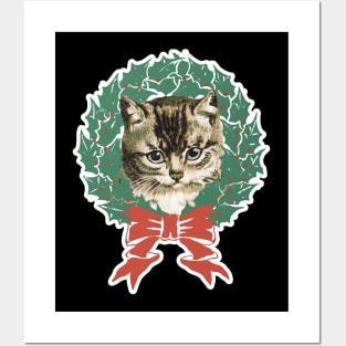 Christmas Cat face Posters and Art